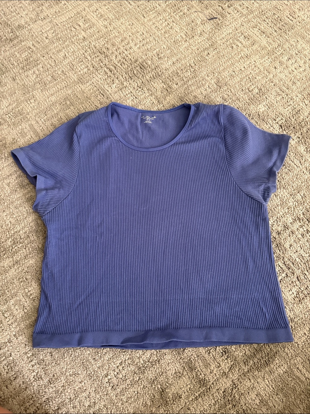 Urban Outfitters Ribbed Short-Sleeve Top - Periwinkle Blue